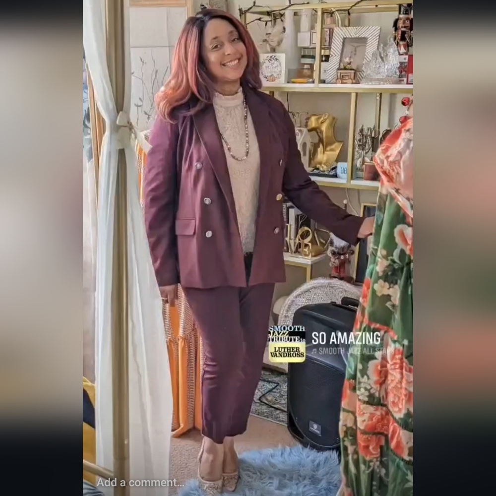 ❤️ Lauren Ralph Lauren Double Breasted Knit Blazer and Fit Sight Pant Two Piece